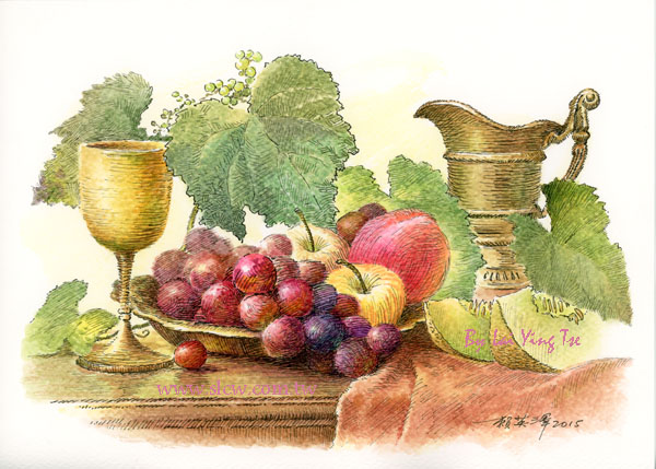 fruit feast  painted by Lai Ying-Tse_華麗饗宴_賴英澤 繪